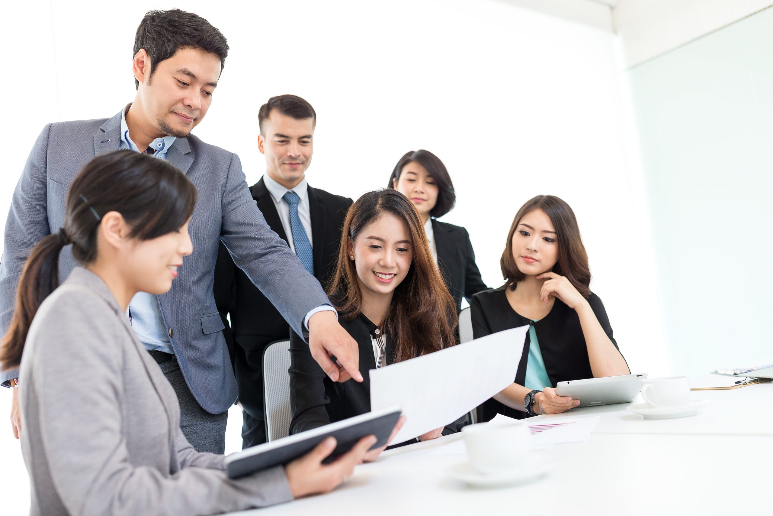 Group of asian Business people discuss in conference room Group of asian Business people discuss in conference room